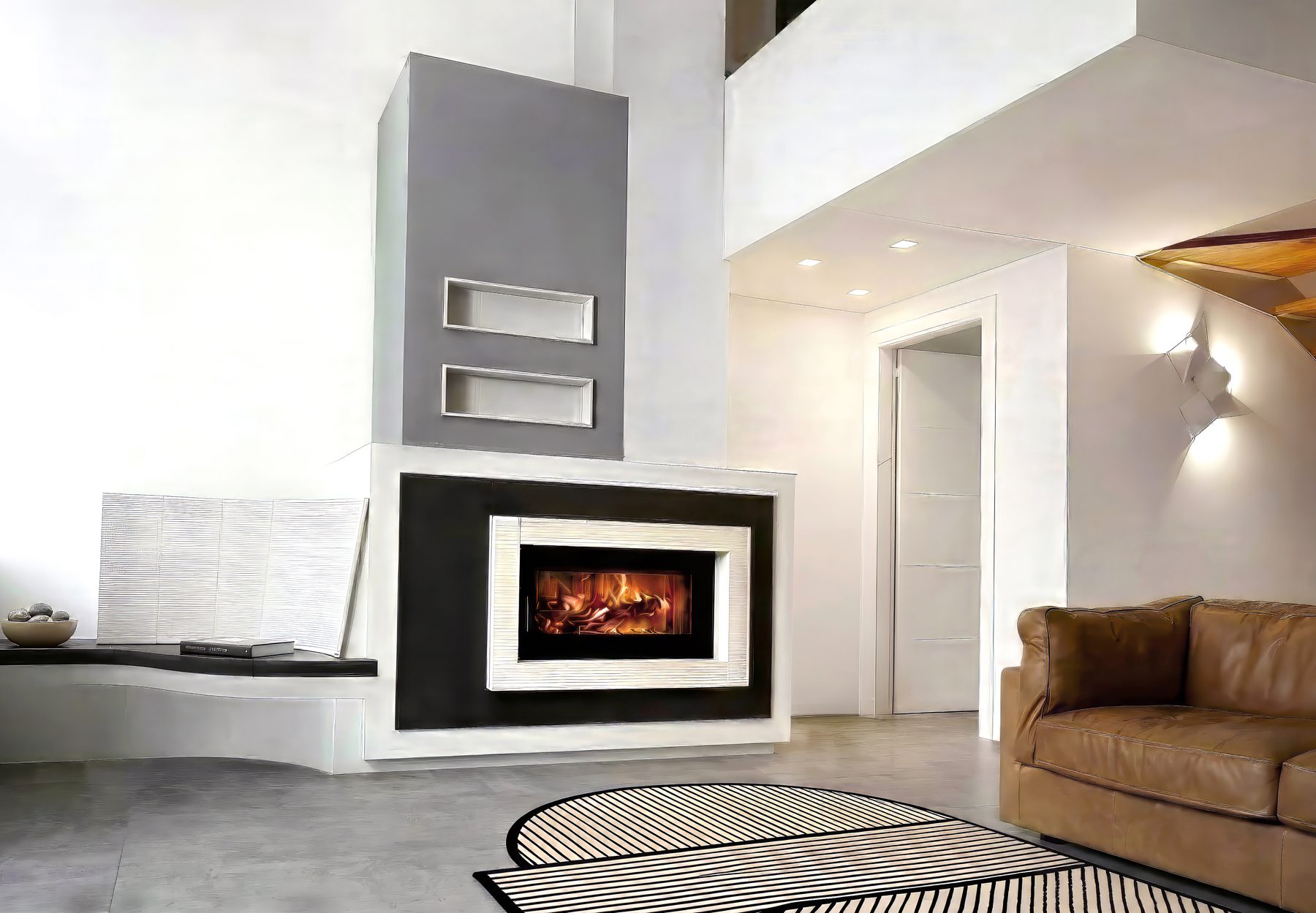 Stufa design con rivestimento continuo