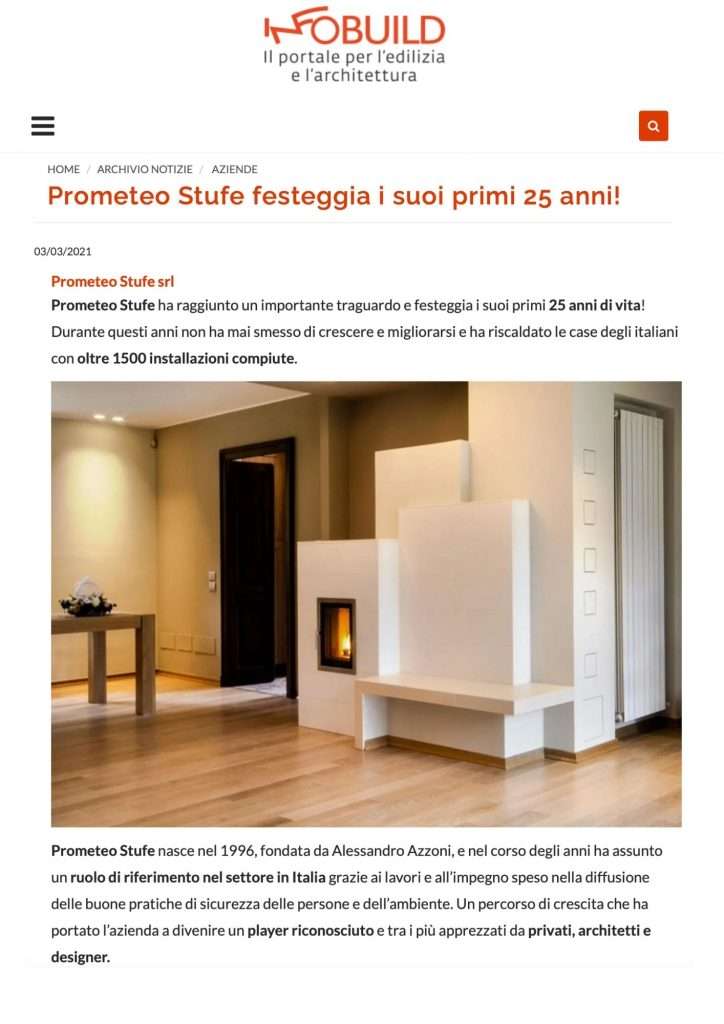 Infobuild.it: Prometeo Stufe festeggia i suoi primi 25 anni! Infobuild.it: Prometeo Stufe festeggia i suoi primi 25 anni!