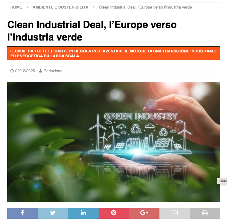CISAF il piano europeo che sostiene le tecnologie pulite