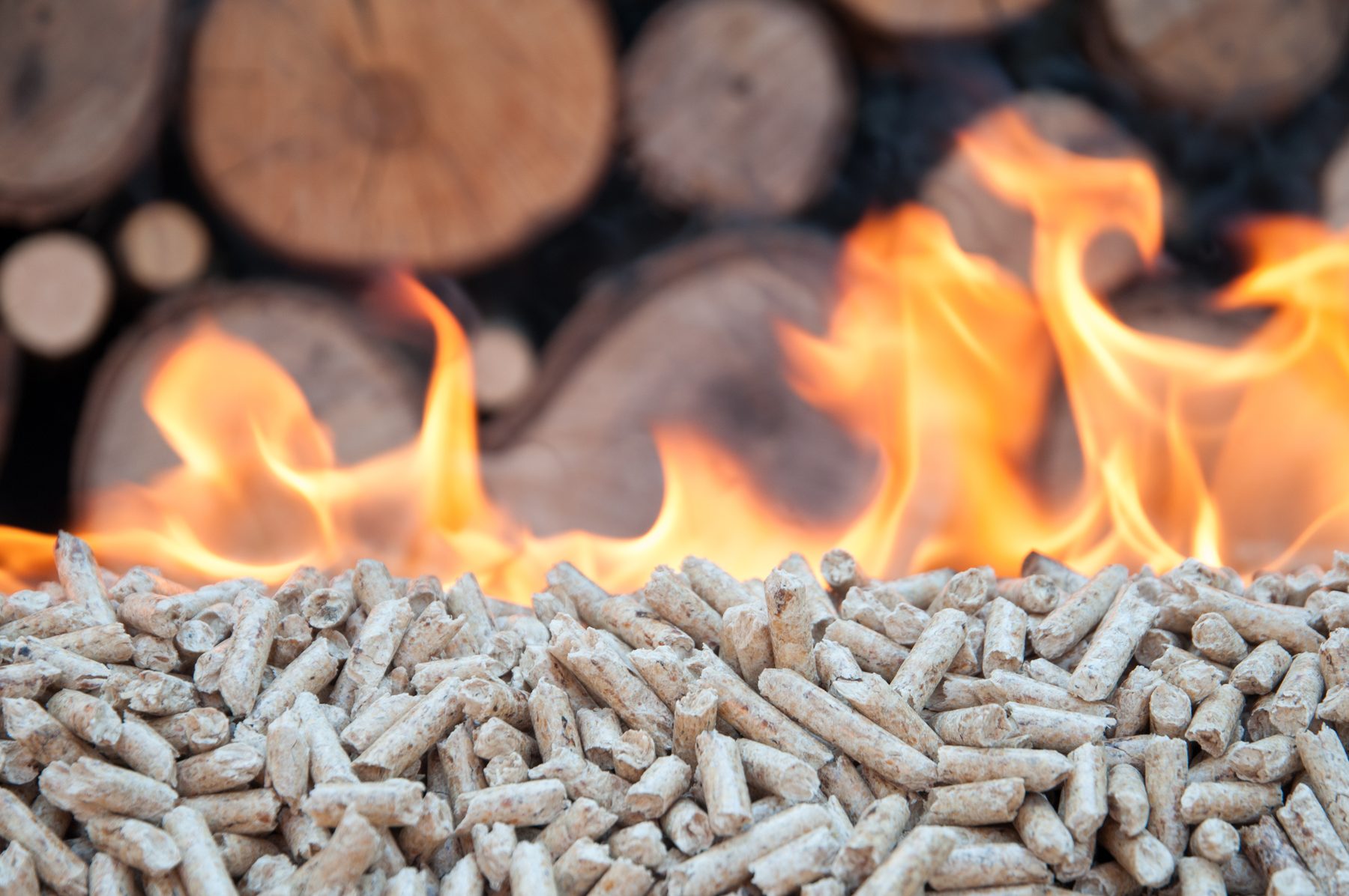 Pellet in combustione sul letto di braci